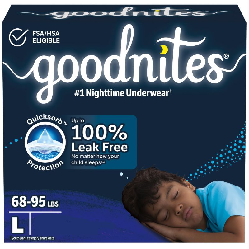 Photo 1 of Goodnites Boys' Nighttime Bedwetting Underwear, Size Large (68-95 lbs), 17 Ct 
