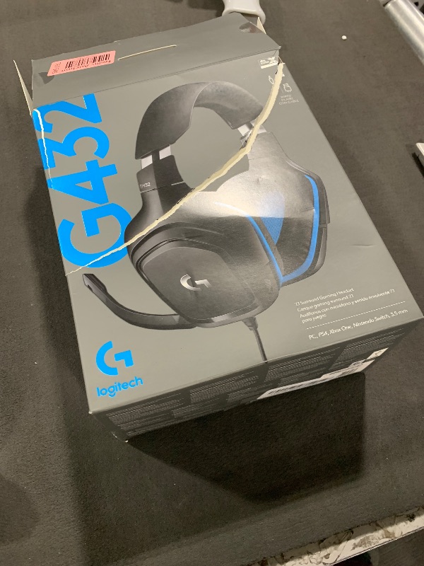 Photo 1 of Logitech G432 Wired Gaming Headset, 7.1 Surround Sound, DTS Headphone:X 2.0, Flip-to-Mute Mic, PC (Leatherette) Black/Blue