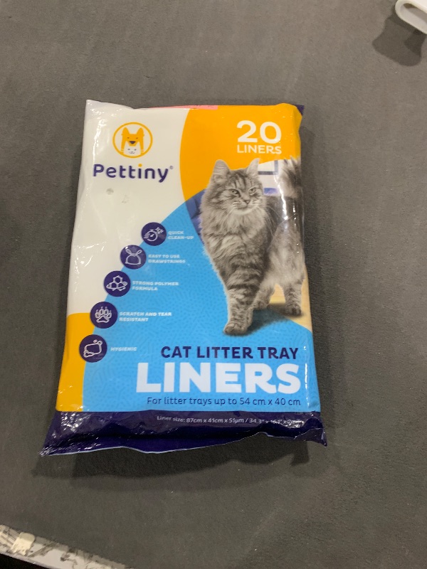 Photo 1 of Pettiny 20 Cat Litter Box Liners with Drawstrings - Scratch Resistant Cat Litter Bags for a Medium and Large Litter Pan
