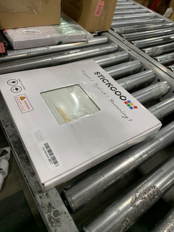 Photo 1 of STICKGOO 20 Sheets Peel and Stick Backsplash Tile, Stick on Backsplash for Kitchen and Bathroom, White Sandstone Look PVC Mixed Metal Gold Self Adhesive Wall Tiles