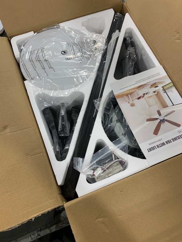 Photo 1 of FUMLTP Ceiling fans with Lights, 54 In RGB Low Profile Indoor Ceiling fan with Light and Remote/App Control, Dimmable, Flush Mount, DC Reversible Motor, Noiseless Modern Ceiling Fan For Bedroom?Brown?