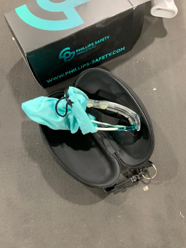 Photo 1 of Radiation Safety Glasses Model T9559 Lead Glases with .75mm Pb Protective Lenses and .50mm Pb Eq Side Shields in Stylish Nylon Frame (Teal)