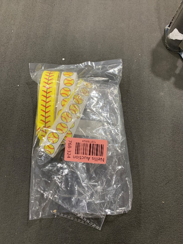 Photo 1 of 2 PCS Baseball Ribbons for Crafting, 4/5" Width Yellow Grosgrain Ribbons Sports Balls Ribbon Softball Craft Ribbons for Gift Wrapping DIY Sports Birthday Decorations