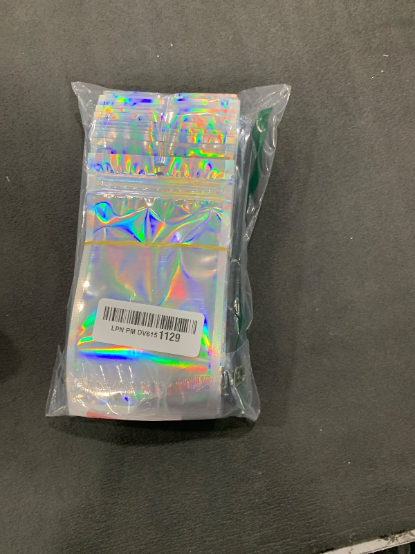 Photo 1 of 100 Pack Holographic Bags, 4 x 6 Inches Mylar Bags, Packaging Bags for Small Business, Resealable Smell Proof Bags, Little Bags for Small Business, Holographic Zipper Bags for Food Storage