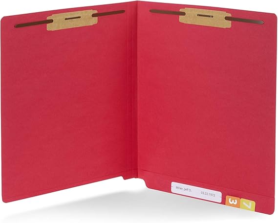 Photo 1 of 50 red End Tab Fastener File Folders - Reinforced Straight Cut Tab - Durable 2 Prongs Designed to Organize Standard Medical Files, Receipts, Office Reports - Letter Size, Blue, 50 Pack