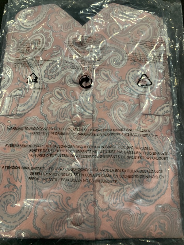 Photo 1 of DiBanGu Mens Vest and Tie Set Formal Paisley Waistcoat and Necktie Pocket Square Cufflinks Silk Suit Vest for Tuxedo Wedding, Pink, X-Large