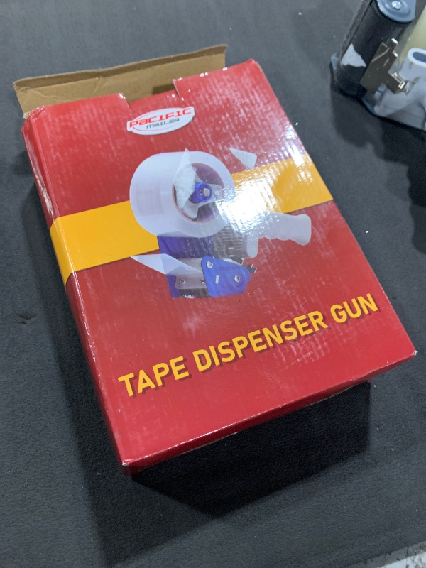 Photo 1 of Pacific Mailer 2 Inch Tape Gun Dispenser with 2 Inch Carton Packing Tape, Lightweight Industrial Side Loading Tape Dispenser - Blue