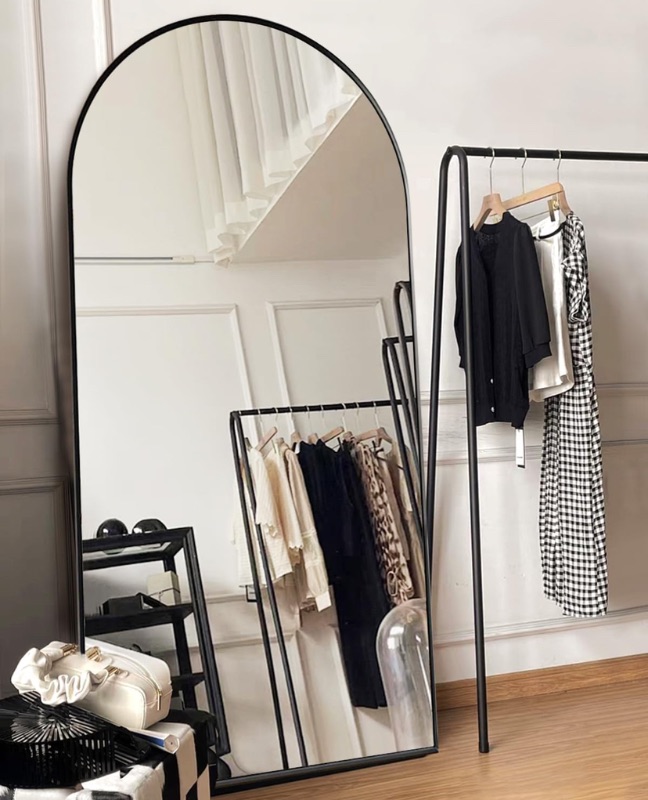 Photo 1 of Arched Full Length Mirror, Floor Mirror with Stand, 38"x77" Large Mirror, Wall Mirror Full Length, Black