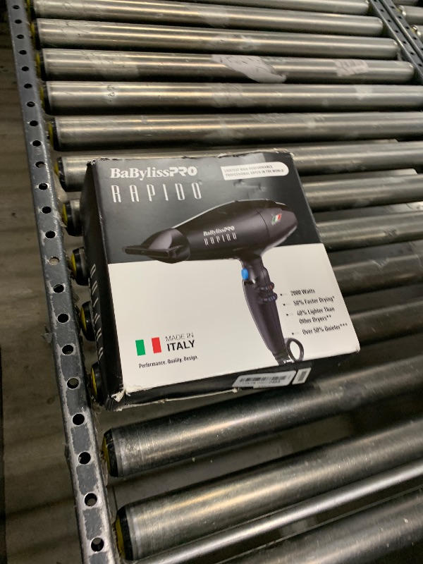 Photo 1 of BaBylissPRO Hair Dryer, Nano Titanium Rapido 2000-Watt Blow Dryer, Black