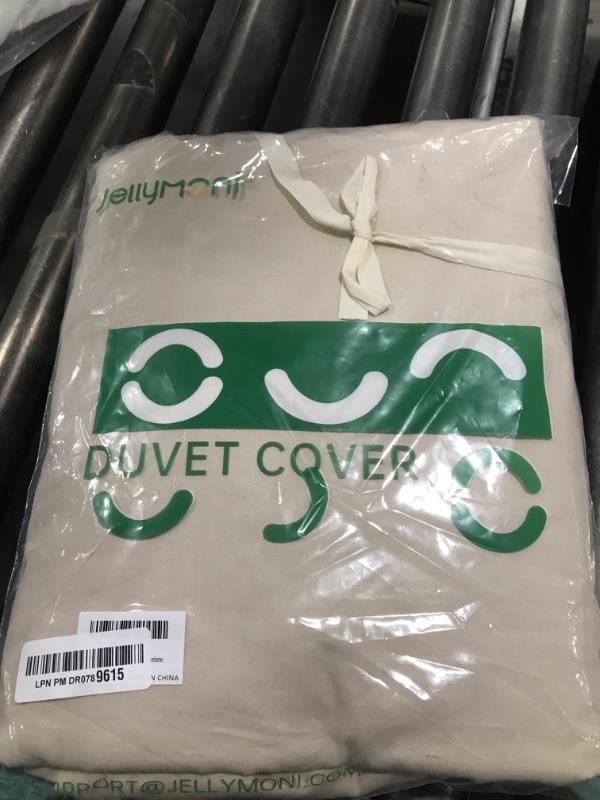 Photo 1 of JELLYMONI Cotton Duvet Cover Twin Size - 100% Washed Cotton Linen Feel Textured Comforter Cover, 2 Pieces Breathable Soft Bedding Set with Zipper Closure (Cream Gray, Twin 68"x90")