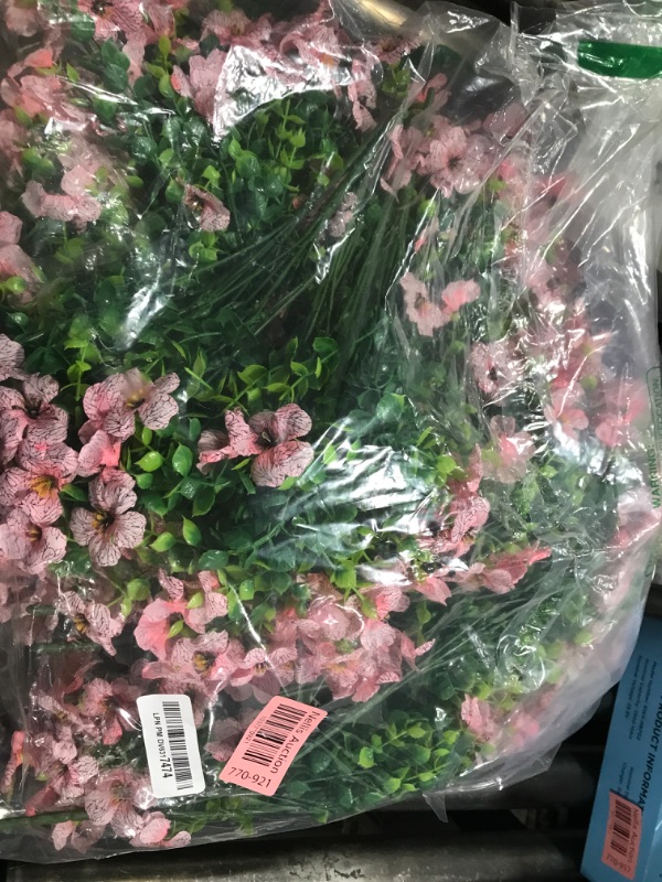 Photo 1 of Ouddy Decor 24 Bundles Artificial Flowers for Outdoors Fake Silk Flowers UV Resistant Faux Plastic Plants for Spring Summer Garden Porch Window Box Table Vase Home Indoor Outdoor Decoration, Pink
