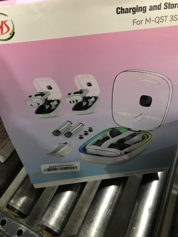 Photo 1 of JOYTORN Charging Dock Compatible with Meta Quest 3S/3,Charging Station Case with 2 Rechargeable Batteries,RGB Lights for 3S Headset and Touch Controllers-White(Not Fit Elite Headstrap)