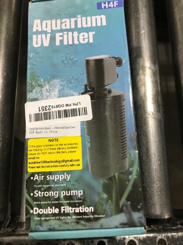 Photo 1 of 158GPH Small Aquarium Filter, UV Sterilizer for Aquarium for 10-45 Gallon Tank, Internal Pump for Turtle Betta Fish Tank Filter Silent 4-in-1 Green Killing Machine with Fish Tank Filters Deodorization