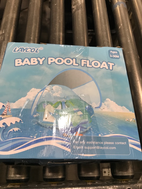 Photo 1 of LAYCOL Baby Swimming Float Inflatable Baby Pool Float Ring with Sun Protection Canopy,add Tail no flip Over for Age of 3-36 Months
