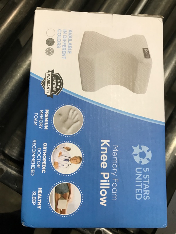 Photo 1 of 5 STARS UNITED Knee Pillow for Side Sleepers - Hip Pain Relief, Memory Foam Leg Cushion for Side Sleeping - Between Legs Pillow for Sciatica & Lower Back Pain, White