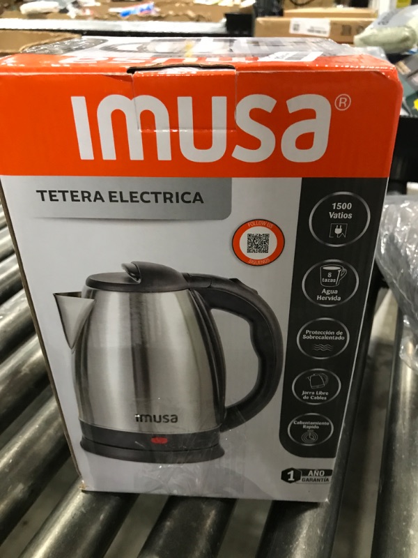 Photo 1 of IMUSA USA GAU-18220 1.8 Liter Cordless Stainless Steel Electric Tea Kettle with Easy To Serve Pouring Spout