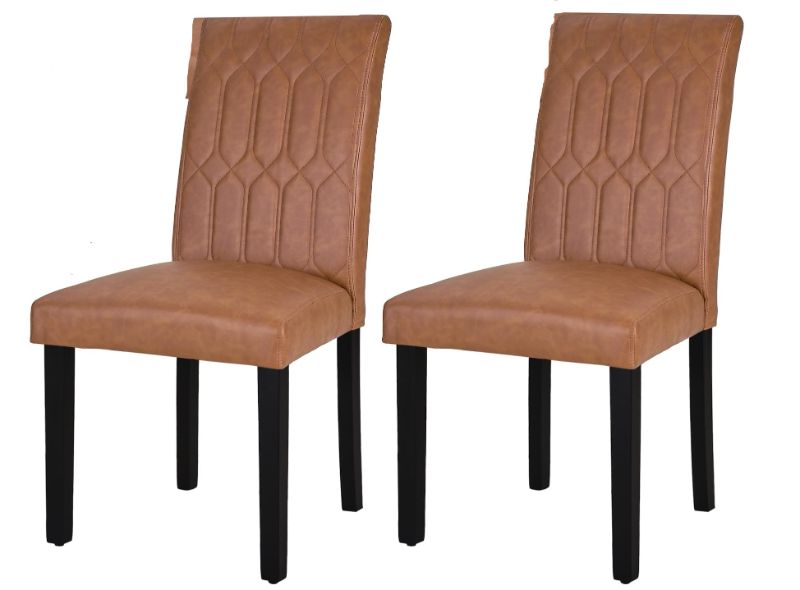 Photo 1 of VECELO Upholstered Dining Chairs Set of 2, Modern PU Leather Accent Parsons, Solid Wood Legs
