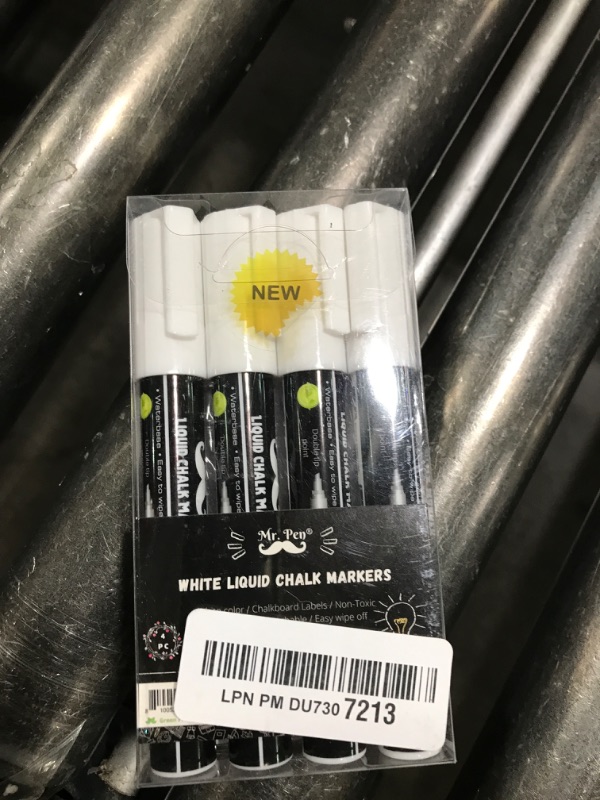 Photo 1 of Mr. Pen- White Chalk Markers, 4 Pack, Dual Tip, 8 Assorted Colors, For Non-Porous Surfaces, Reversible Chisel and Bullet Tip