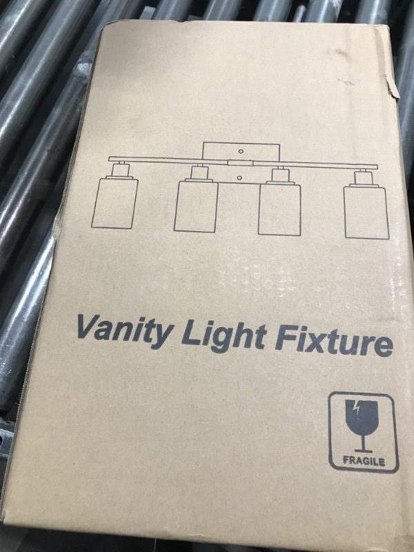 Photo 1 of MOKATNG 4-Light Bathroom Light Fixtures, Vanity Light with Milky White Shades, Brushed Gold Bathroom Lighting Fixtures Over Mirror, Modern Bathroom Wall Lamp for Mirror Living Room Cabinet Bedroom
