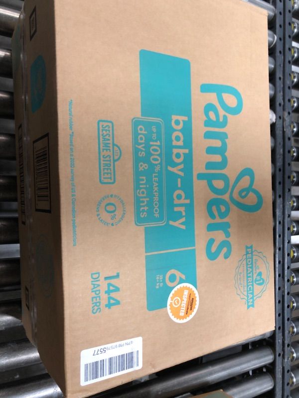 Photo 1 of Pampers Diapers - Baby Dry - Size 6, 144 Count, Absorbent Disposable Infant Diaper (Packaging May Vary)