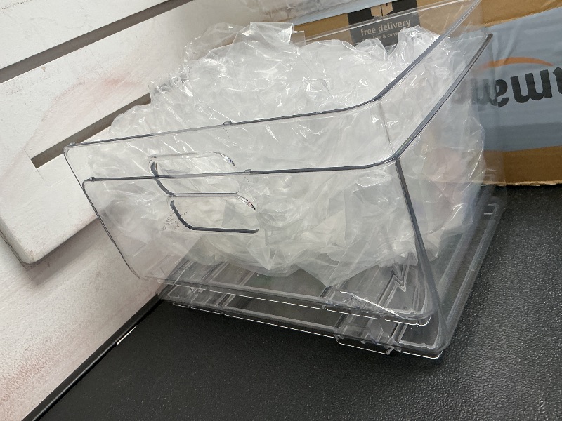 Photo 1 of Sorbus Stackable Storage Bins Open Front - Clear Stackable Storage Bins - Pantry Bins for Storage and Organization - Acrylic Stackable Bins for Kitchen - Clear Pantry Organizer Bins (Medium 4 Pack)