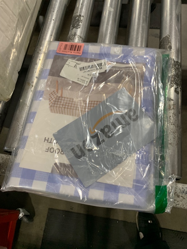 Photo 1 of Sorfey Picnic Table Cover with Bench Covers -Fitted with Elastic, Vinyl with Flannel Back, Fits for Table 30"x 60" Rectangle,Water Proof, Checked Blue Design
