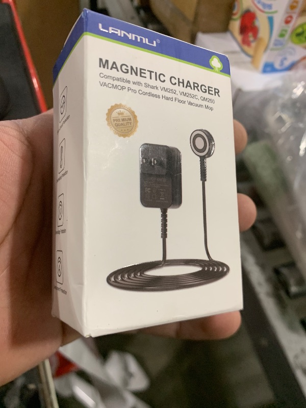 Photo 1 of LANMU Charger for Shark VACMOP VM252 VM252C QM250 VACMOP Pro Cordless Hard Floor Vacuum Mop, Replacement Power Cord Magnetic Charger