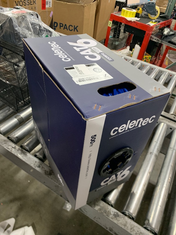 Photo 1 of celertec CAT6 Shielded Cable, 500ft, FTP (Overall Foil Shield), 23AWG Solid Bare Copper, 550MHz, ETL Listed &CMR Riser Rated, Indoor, Bulk Ethernet Cable, Blue