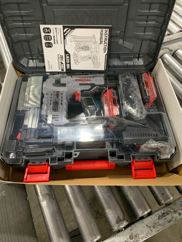 Photo 1 of Electric Nail Gun, LINKNAL Cordless Brad Nailer Battery Powered,18 Gauge, 2×20V MAX Li-ion Batteries, Charger and 1000 Nails Included (L820-BN)