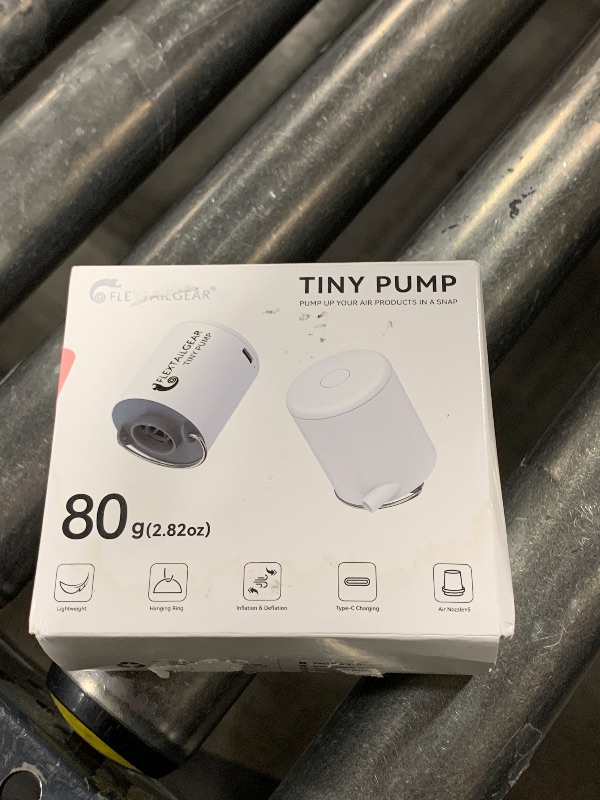 Photo 1 of FLEXTAILGEAR Tiny Portable Ultra-Mini Air Pump with 1300mAh Battery USB Rechargeable to Inflate Deflate for Pool Floats Air Bed Mattress Swimming Ring Vacuum Storage Bags (Grey)