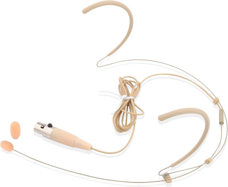 Photo 1 of Pyle Pro Dual Over-Ear Headset Microphone - Professional Hands-Free Omni-Directional Boom Condenser Mic with 4-Pin Mini XLR, 3.9ft Cable, Windscreen - Secure Fit, Audio for Presentations (Beige)
