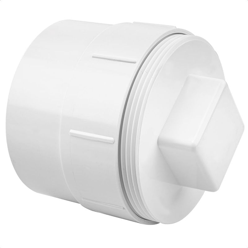 Photo 1 of 3" PVC Sewer Cleanout Adapter with Plug Pipe Fitting, PVC DWV Flush Sewer Cleanout Cap for Drainage Piping System