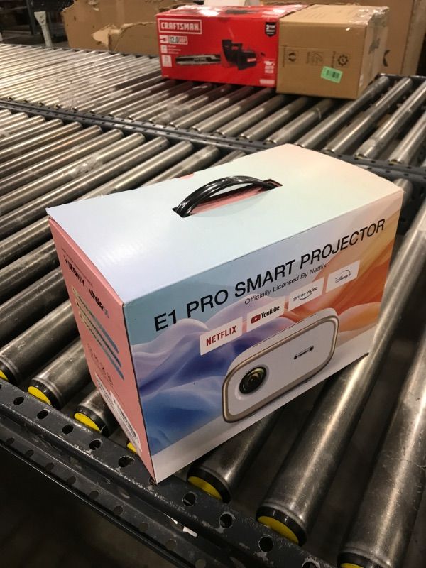 Photo 1 of VIZONY E1 Pro Netflix-Certified Smart Projector, 550 ANSI Lumens, WiFi Bluetooth, Auto Focus & Keystone, Native 1080P & 4K Support, Full-Sealed Optical Engine, Portable Home Theater for Indoor/Outdoor