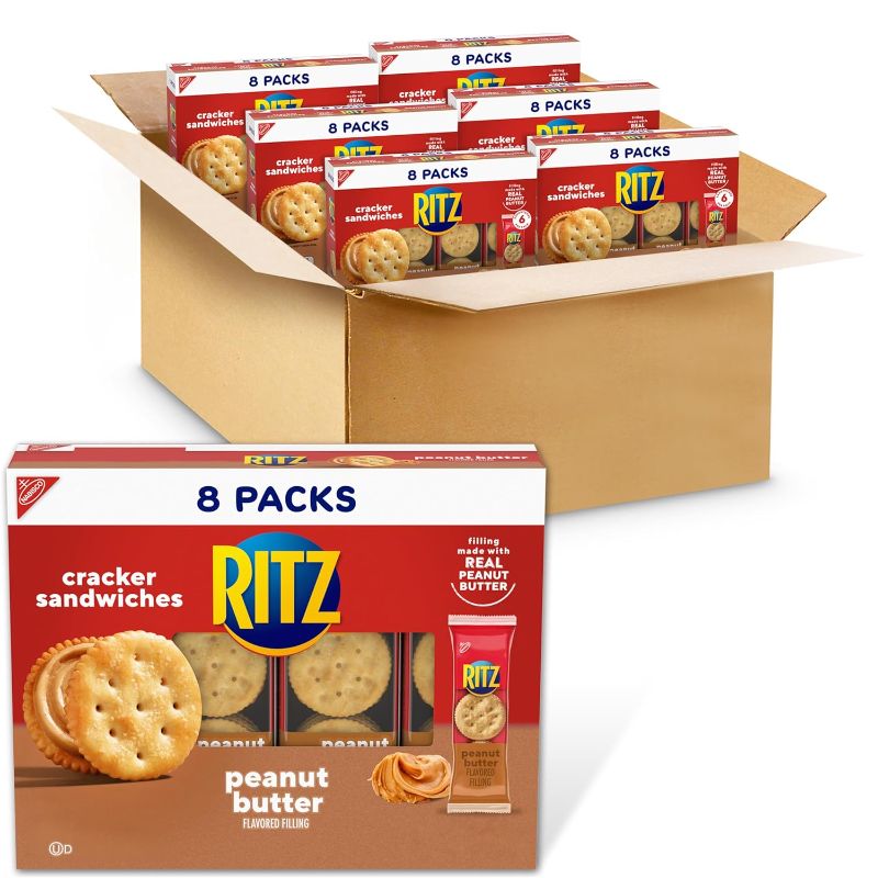 Photo 1 of RITZ Peanut Butter Sandwich Crackers, Lunch Snacks, 48 Snack Packs (6 Boxes, 6 Crackers Per Pack)