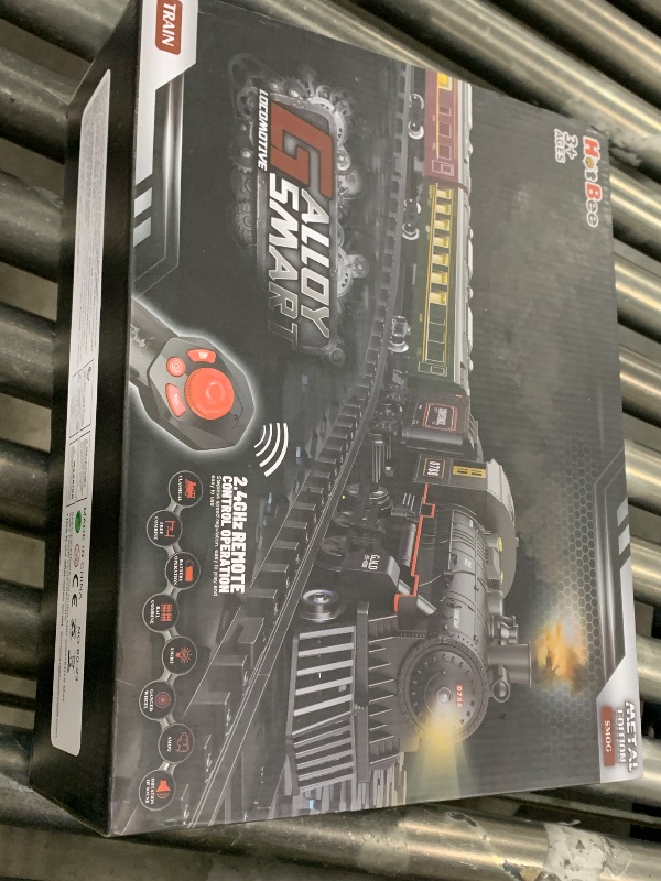 Photo 1 of Hot Bee Train Set, Remote Control Train Toys with Luxury Track & Glowing Passenger Carriages, Metal Christmas Tree Train with Smoke, Light and Sound, Toy Train Set for 3 4 5 6 7+ Years Old Boys Gifts