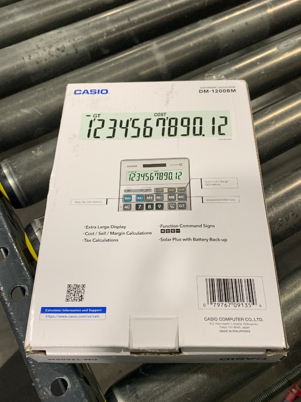 Photo 1 of Casio DM-1200BM – Business Desktop Calculator with Cost/Sell/Margin & Tax Keys | Extra-Large 12-Digit Display, Kickstand | Ideal for Office & Finance Use