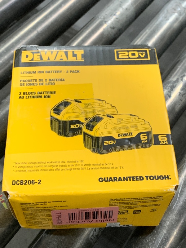 Photo 1 of DEWALT 20V MAX 6 Ah Lithium Ion Battery 2-Pack (DCB206-2)
