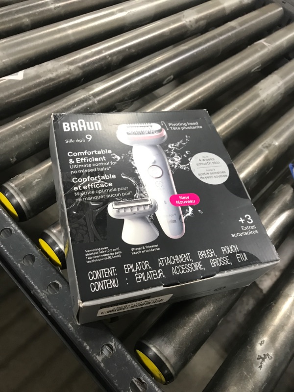 Photo 1 of Braun Epilator Silk-épil 9, Hair Removal Device, Women Shaver & Trimmer, Pivoting Head, Wet and Dry Epilator, Includes Shaver Head and Trimmer Comb, SES9-030