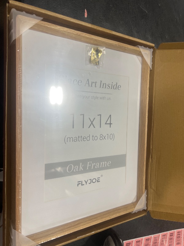 Photo 1 of 11x14 Picture Frame, USA-Sourced Natural Oak Wood Photo Frame with Tempered Glass, Handcrafted Rounded Corner 11 x 14 Wooden Frame Matted to 8x10 Photos, Wall or Tabletop Display
