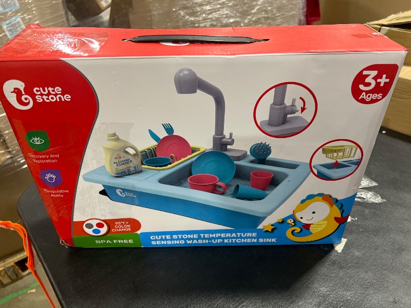Photo 1 of CUTE STONE Color Changing Kitchen Sink Toys, Children Electric Dishwasher Playing Toy with Running Water, Upgraded Faucet, Automatic Water Cycle System Play House Pretend Role Play Toys for Boys Girls