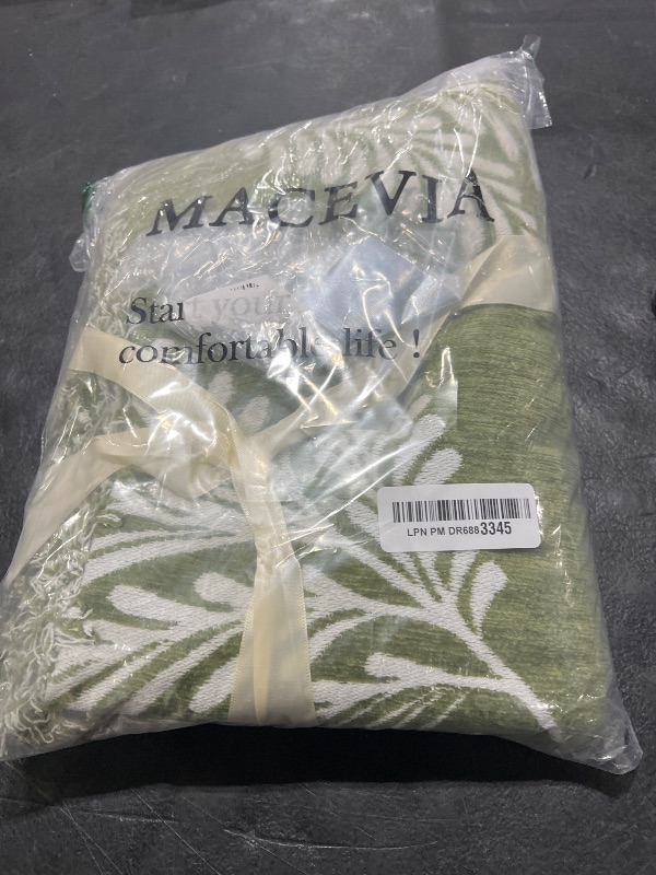 Photo 1 of MACEVIA Boho Throw Blanket for Bed, Green Leaf Printed Blanket, Leaf Woven Boho Blankets and Throws with Tassel for Couch Sofa, All Season Cottagecore Decor Boho Blanket (Green Leaf 50"×70")