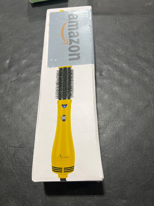 Photo 1 of Hair Dryer Brush, Aima Beauty 4-in-1 Upgrade Hot Air Straightener Curler Function for Women, Hair Styling Tools, Yellow-Round