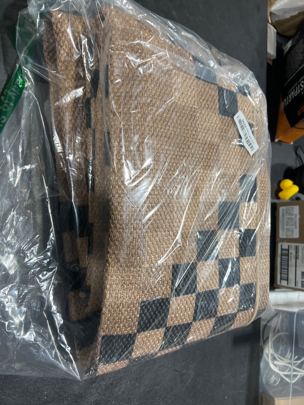 Photo 1 of LIVEBOX Easy Jute Runner Rugs for Hallway 2x10, Non Slip Washable Rug Runner, Checkered Extra Long Runner Rugs for Hallways, Ultra Thin Farmhouse Kitchen Rugs for Hardwood Floor