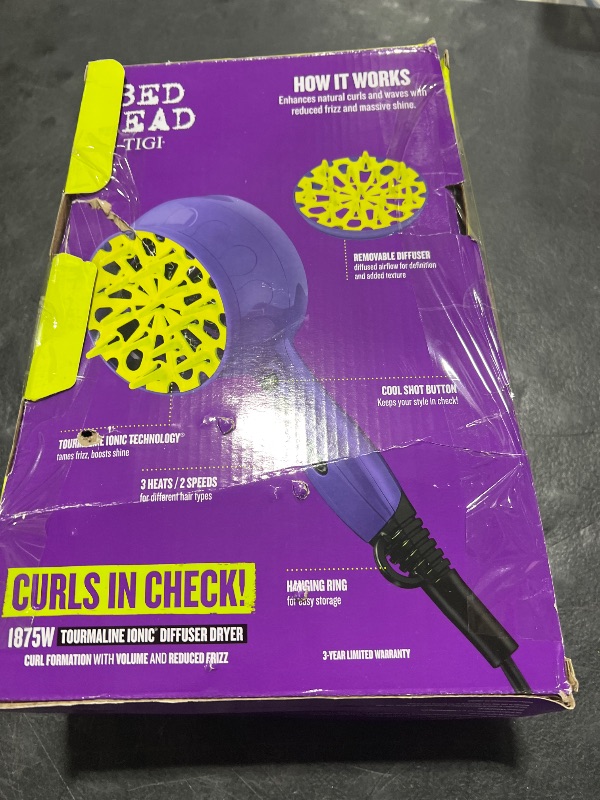 Photo 1 of Bed Head Curls-in-Check 1875W Hair Diffuser Dryer | Great for Curly Hair, Reduce Frizz & Static | Diffuser Hair Dryer Enhances Natural Curl, Waves & Texture