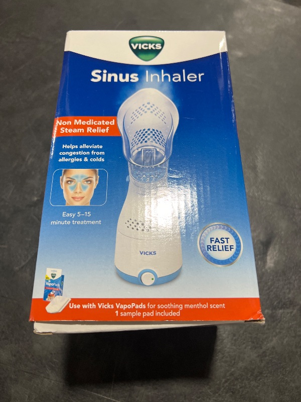 Photo 1 of Vicks Sinus Inhaler - Non-Medicated Steam Relief for Allergies, Congestion, Cough & Colds, Facial Steamer, Soothes Nasal & Throat Passages, Use with VapoPads (1 Included), FSA & HSA Eligible