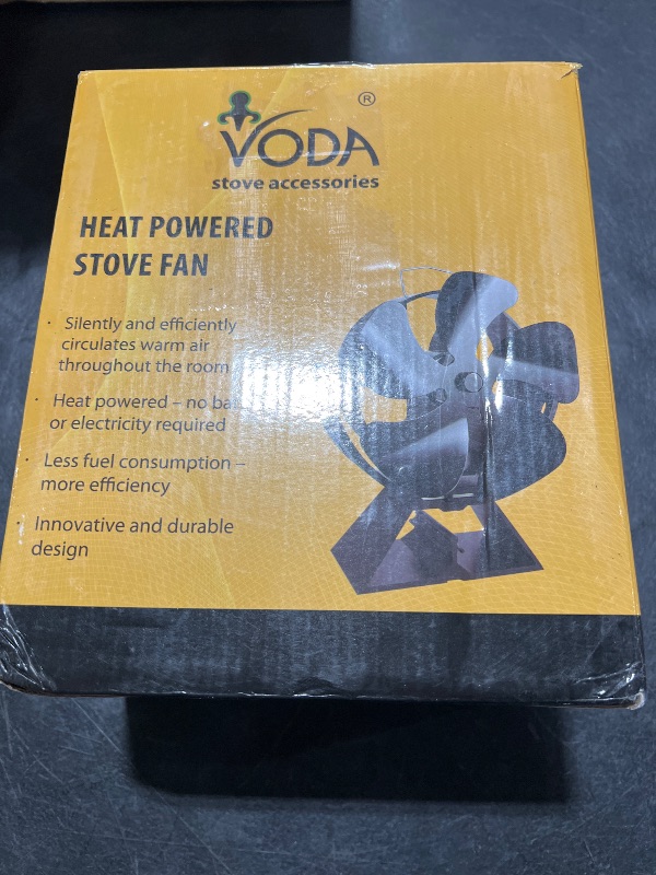 Photo 1 of VODA Wood Stove Fan 5 Blades Heat Powered Stove Fan Wood Burning Fans 180°Up and Down Adjustable Fireplace Fan for Wood Burner Stoves Fan for Fireplaces