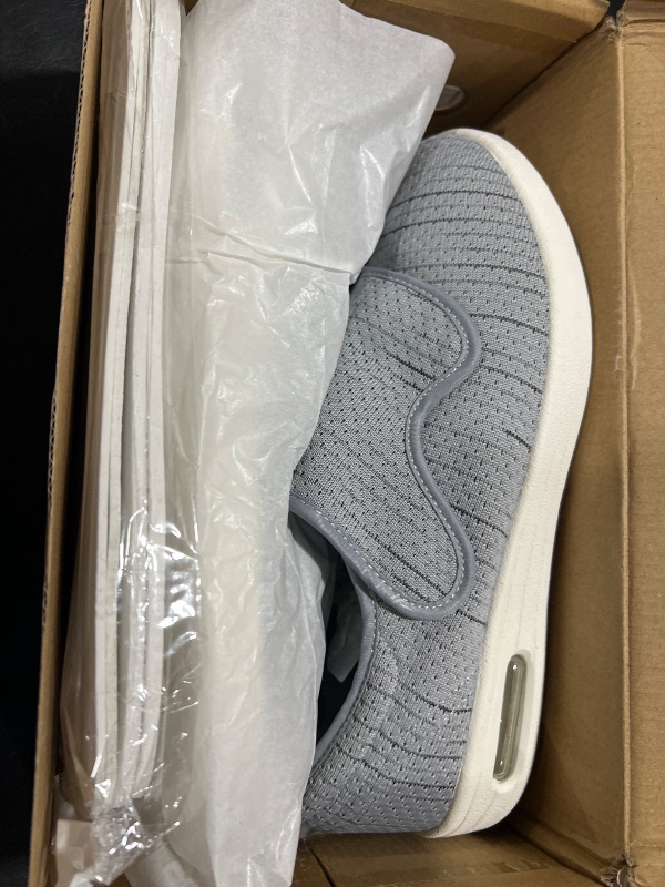 Photo 1 of KWUKOTY Diabetic Shoes for Women Extra Wide Walking Shoes Slip-On Orthopedic Shoes with Adjustable Strap for Swollen Feet Neuropathy Grey