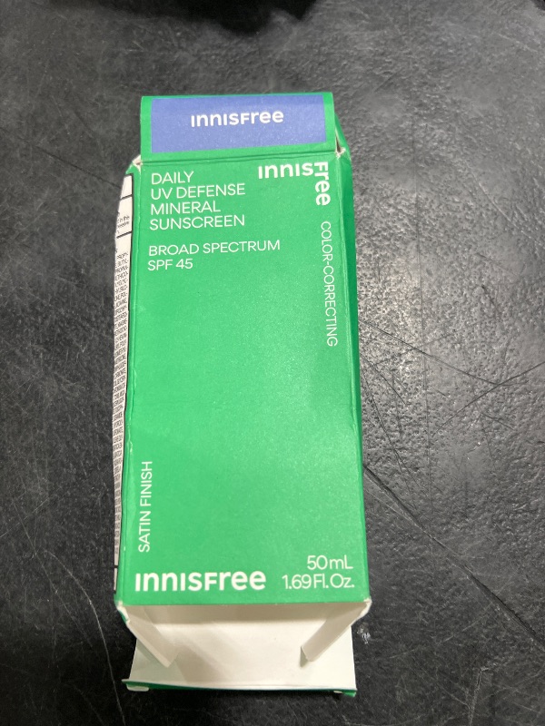 Photo 1 of innisfree Daily UV Defense Mineral Sunscreen Broad Spectrum SPF 45 with Hyaluronic Acid, Korean Sunscreen for Face with Color Correcting Green Tint
