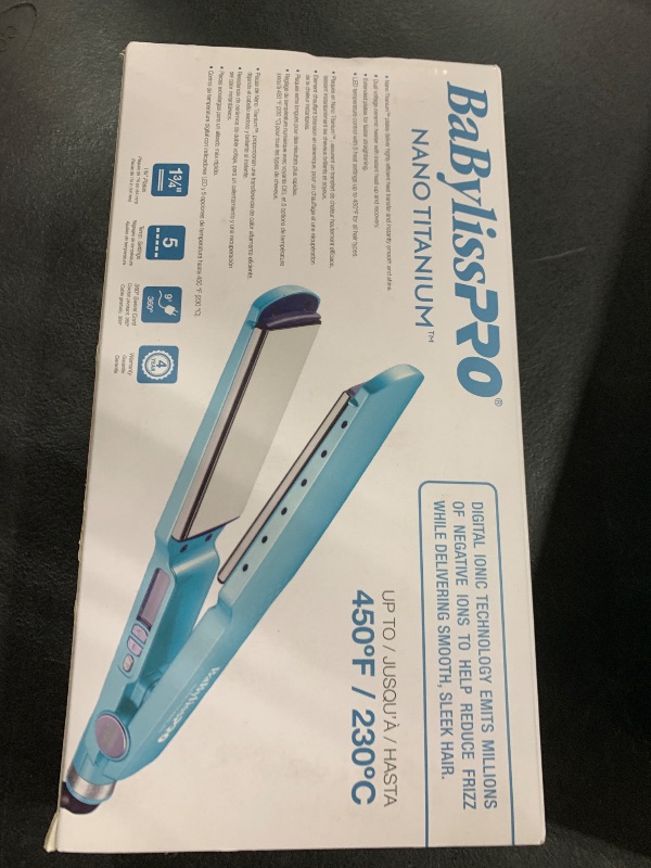 Photo 1 of BaBylissPRO Nano Titanium Ionic Flat Iron Hair Straightener, 1 3/4" Hair Straightener Iron for Smooth, Shiny, Frizz- Free Hair and All Hair Types