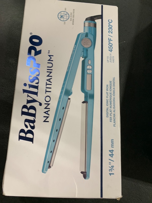 Photo 1 of BaBylissPRO Nano Titanium Ionic Flat Iron Hair Straightener, 1 3/4" Hair Straightener Iron for Smooth, Shiny, Frizz- Free Hair and All Hair Types